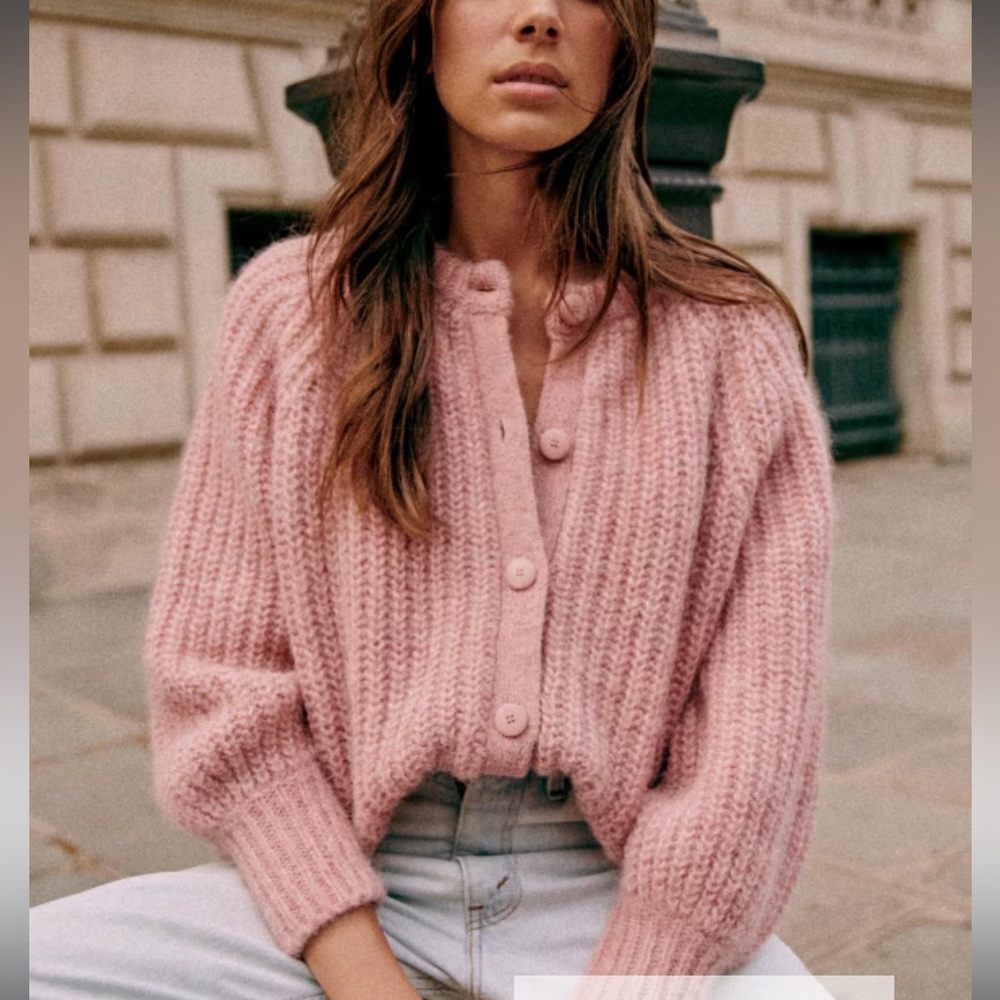 Sezane Emile cardigan mottled pink brand new